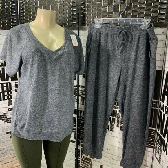 Danskin 2 PC Gray Space-Dye Top & Pants Sleepwear - Picture 1 of 8
